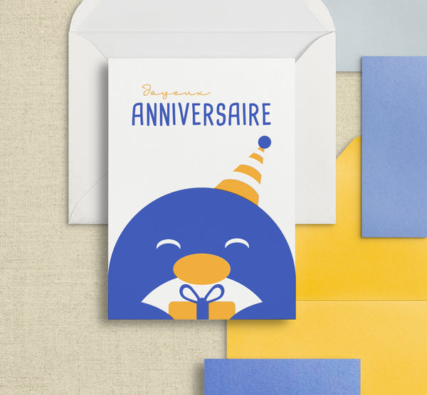 Carte « joyeux anniversaire » pingouin
