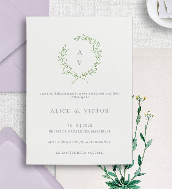 Faire-part Couronne Florale