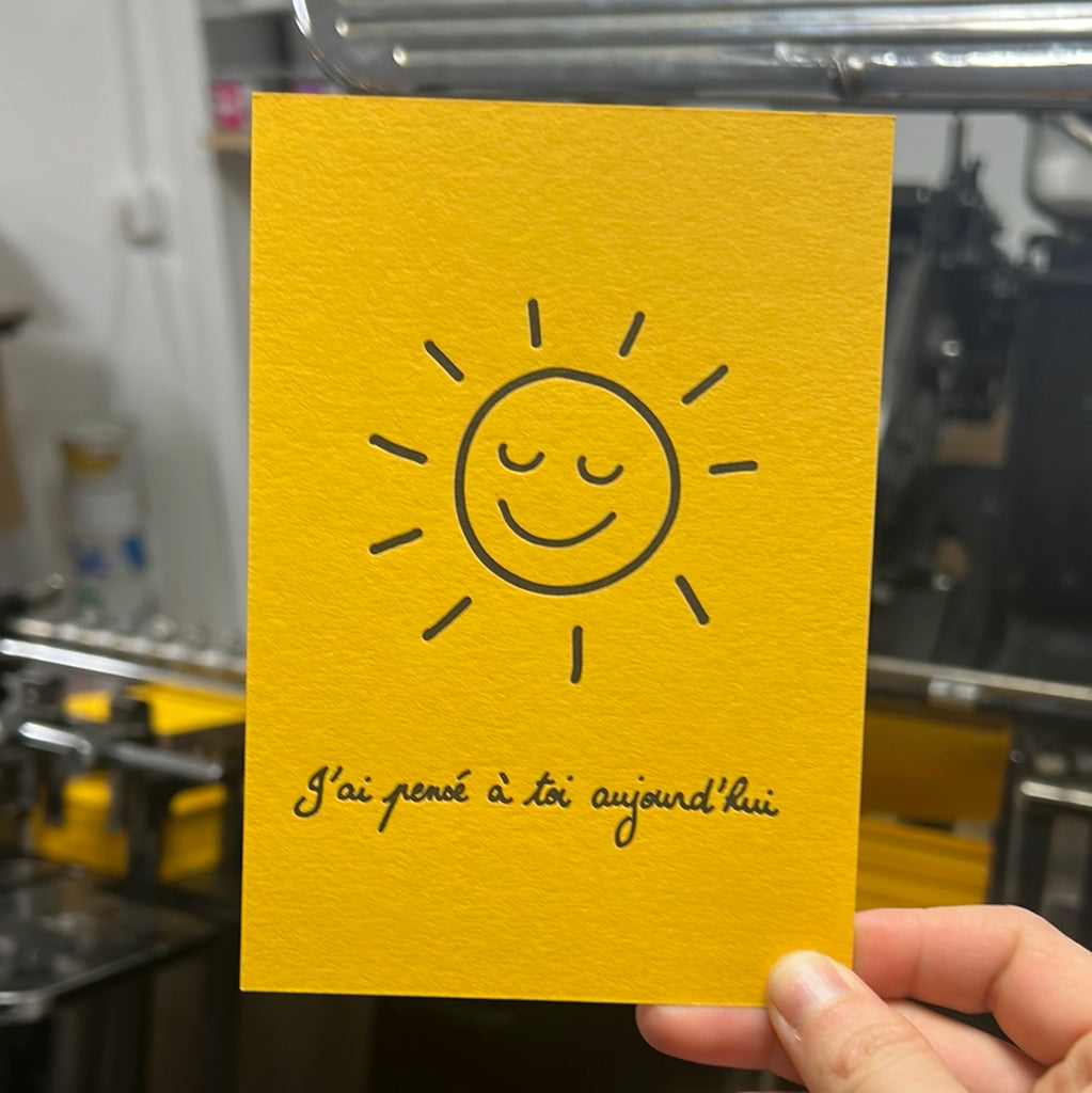 Carte "J’ai pensé à toi aujourd’hui 🌞"
