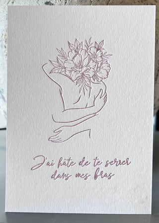 Carte "J’ai hâte de te serrer dans mes bras"